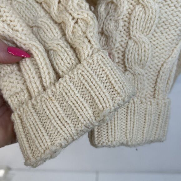 Aran Crafts Size M Full Zip Cardigan Sweater Ireland Fisherman Cable Knit Cream - Picture 5 of 11